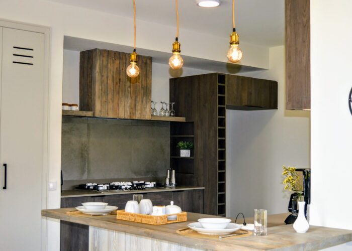 Kitchen view of breakfast counter